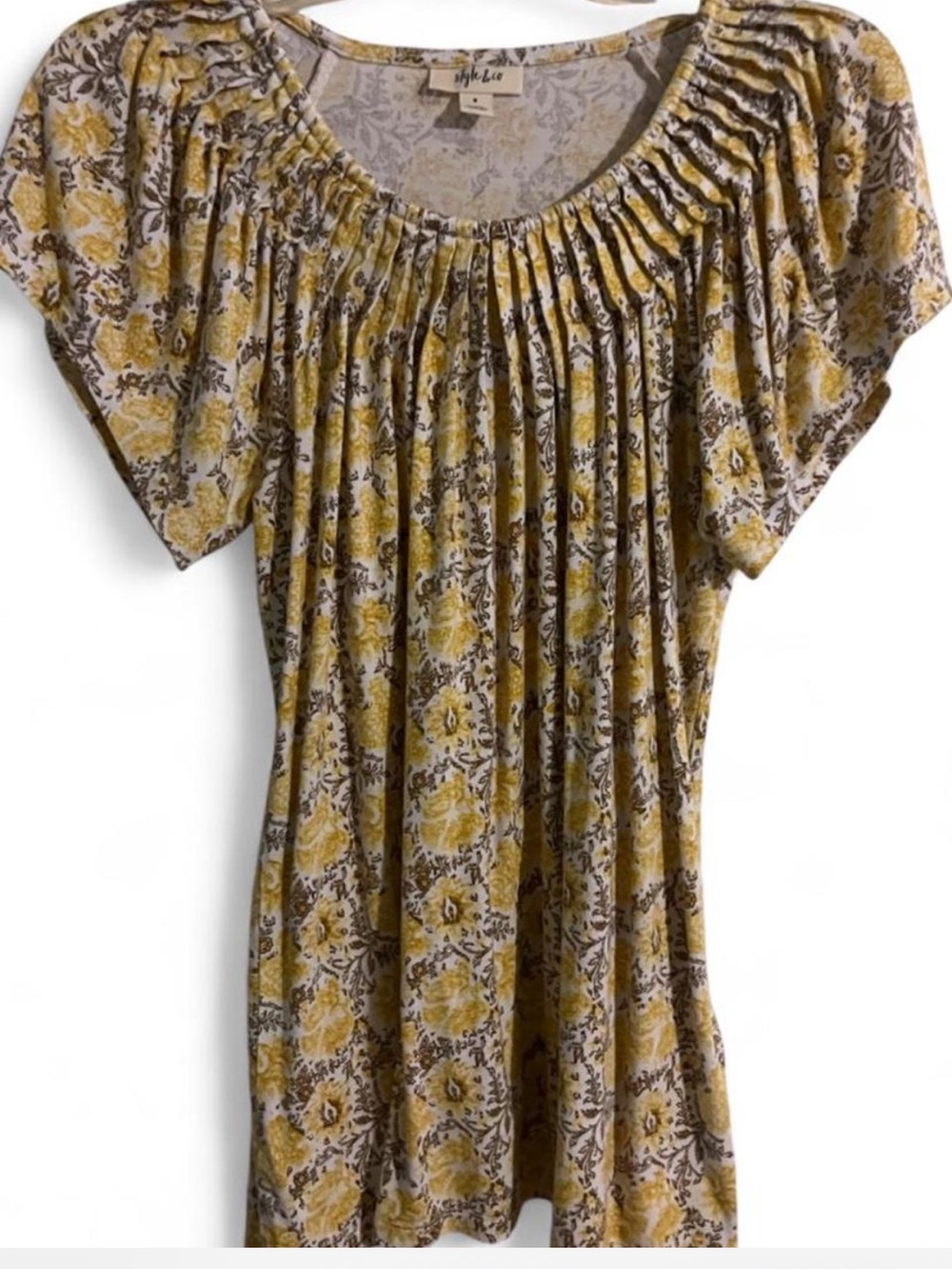 Style & Co. Yellow Floral Scoop Neck Women’s Top